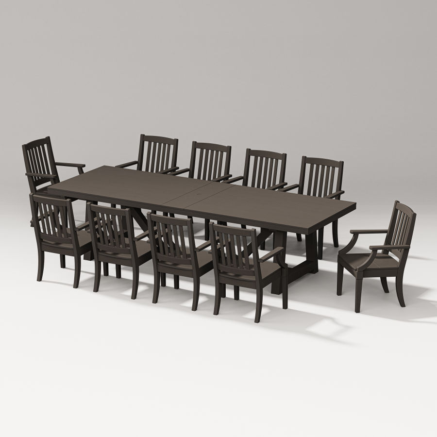 POLYWOOD Estate 11-Piece A-Frame Table Dining Set in Vintage Coffee
