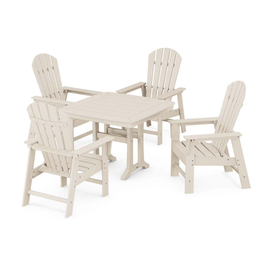 POLYWOOD South Beach 5-Piece Dining Set with Trestle Legs in Sand