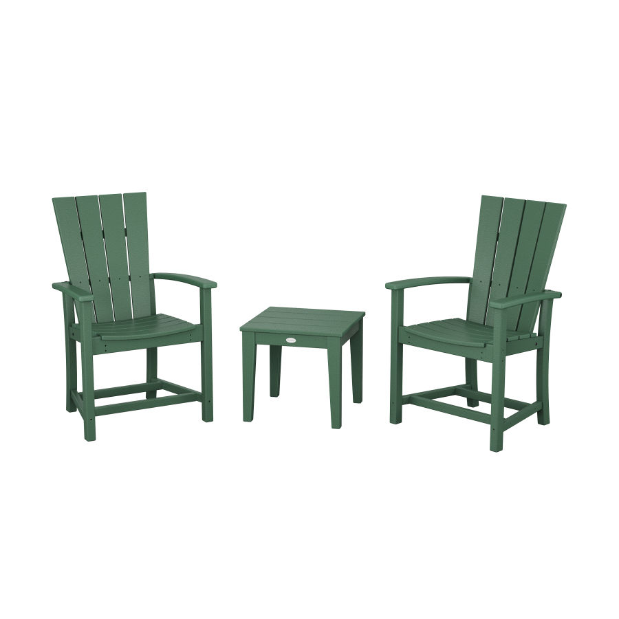 POLYWOOD Quattro 3-Piece Upright Adirondack Chair Set in Green