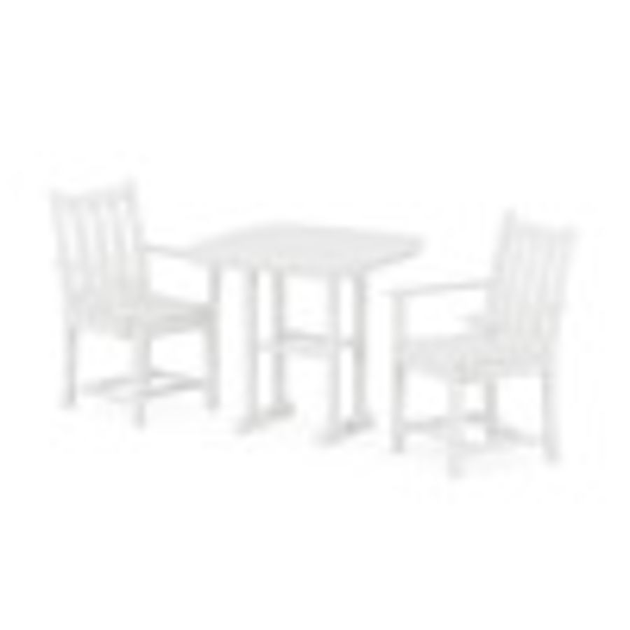 POLYWOOD Traditional Garden 3-Piece Dining Set in White
