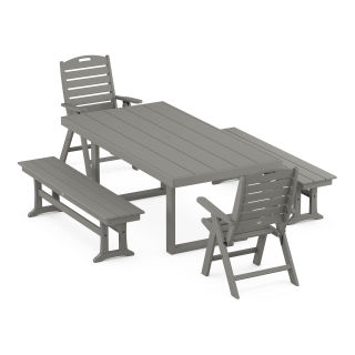 Nautical Highback 5-Piece Dining Set with Trestle Legs