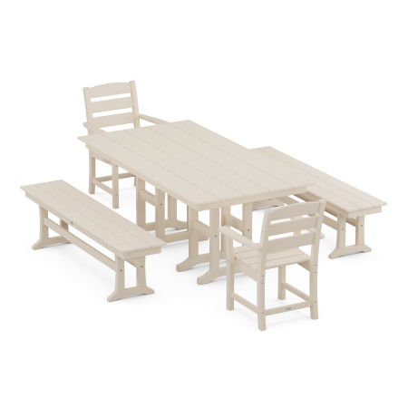 Lakeside 5-Piece Farmhouse Dining Set in Sand
