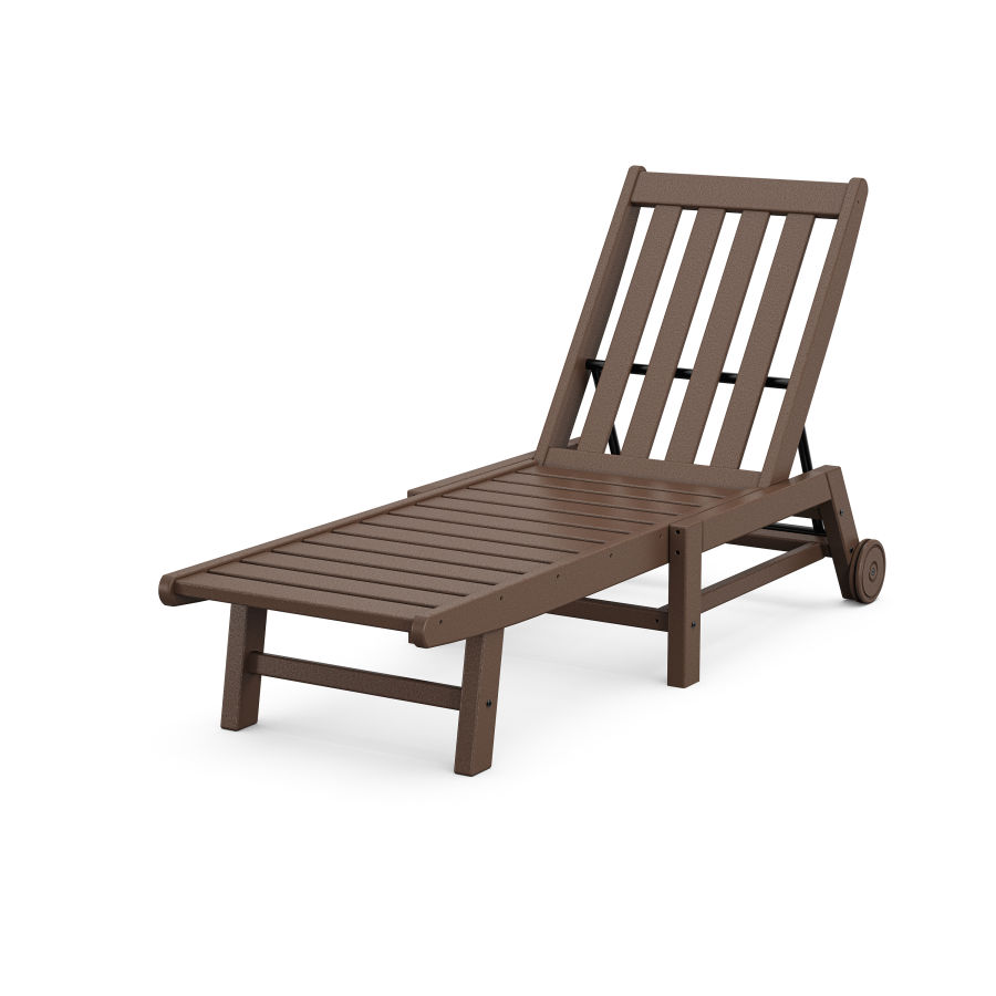 POLYWOOD Vineyard Chaise with Wheels in Mahogany