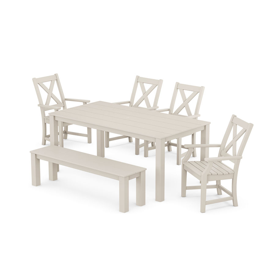 POLYWOOD Braxton 6-Piece Parsons Dining Set with Bench in Sand