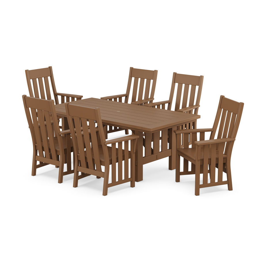 POLYWOOD Acadia Arm Chair 7-Piece Dining Set in Teak
