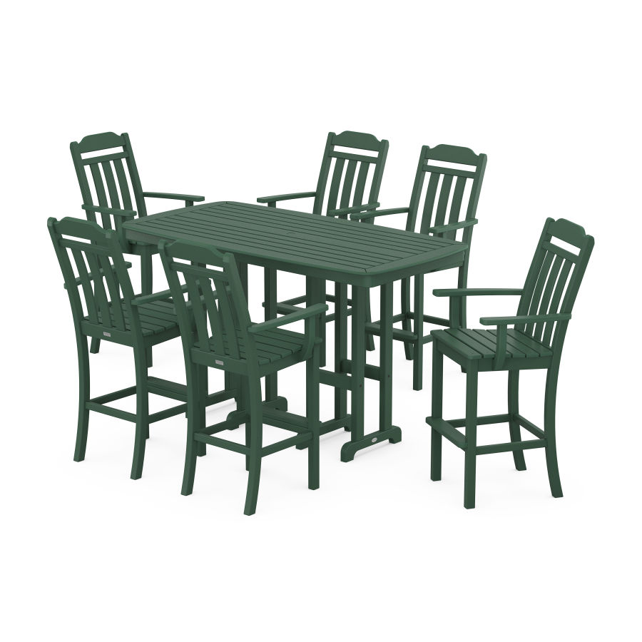 POLYWOOD Country Living Arm Chair 7-Piece Bar Set in Green