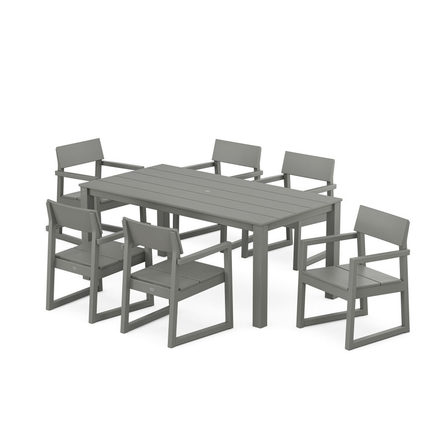 POLYWOOD EDGE Arm Chair 7-Piece Parsons Dining Set in Slate Grey