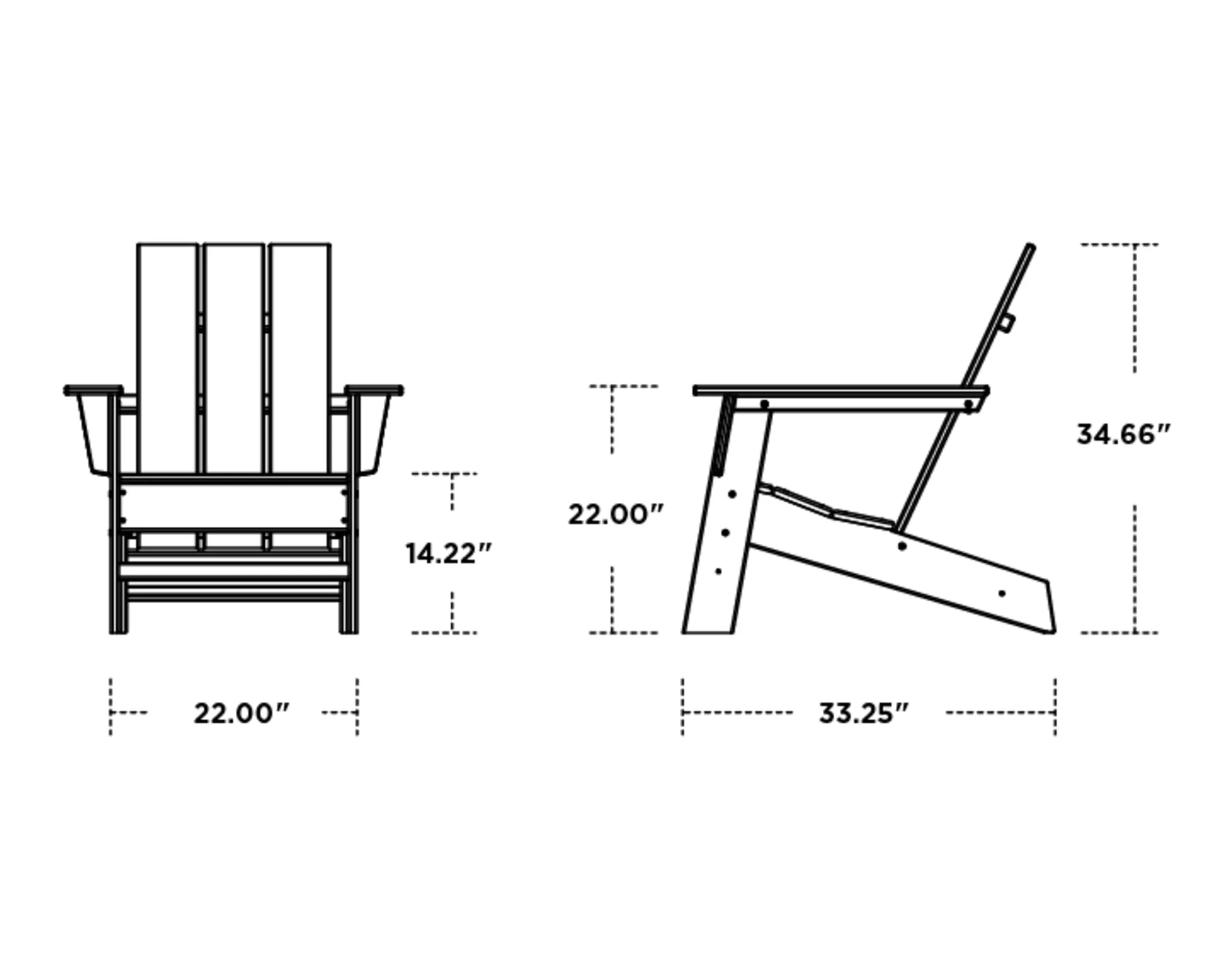 Dimensions for Grant Park Modern Adirondack Chair