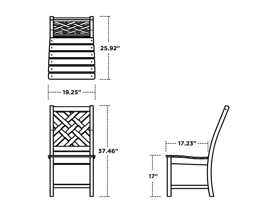 Dimensions for Wovendale Dining Side Chair