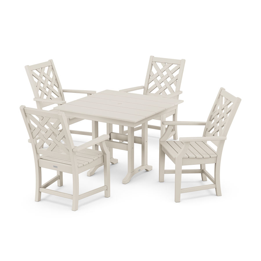 POLYWOOD Wovendale 5-Piece Farmhouse Dining Set in Sand