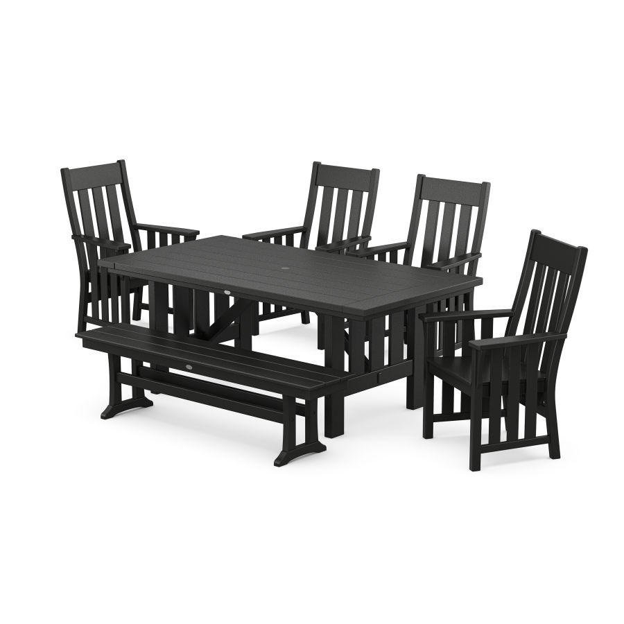 POLYWOOD Acadia 6-Piece Dining Set with Bench in Black