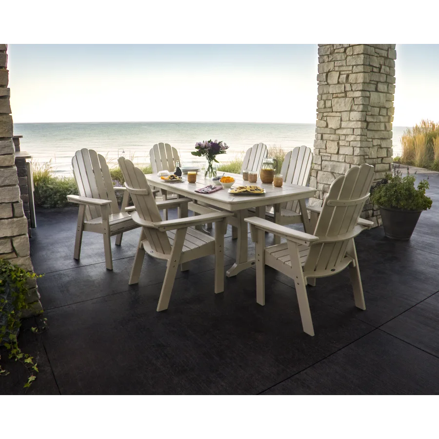 Vineyard Curveback Adirondack 7-Piece Dining Set with Trestle Legs