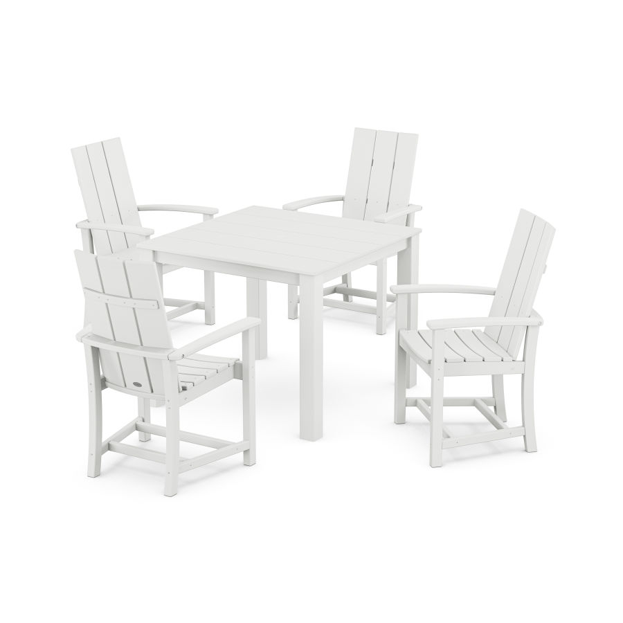 POLYWOOD Modern Adirondack 5-Piece Parsons Dining Set in White