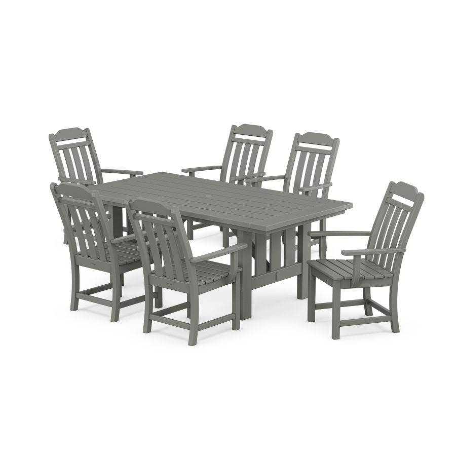 POLYWOOD Country Living Arm Chair 7-Piece Mission Dining Set in Slate Grey