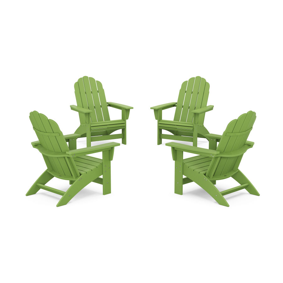 POLYWOOD 4-Piece Vineyard Grand Adirondack Chair Conversation Set in Lime