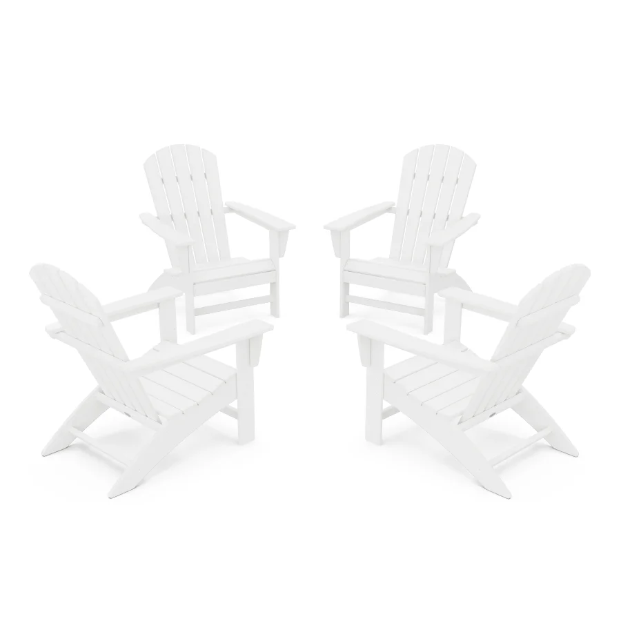 POLYWOOD Nautical 4-Piece Adirondack Conversation Set in White