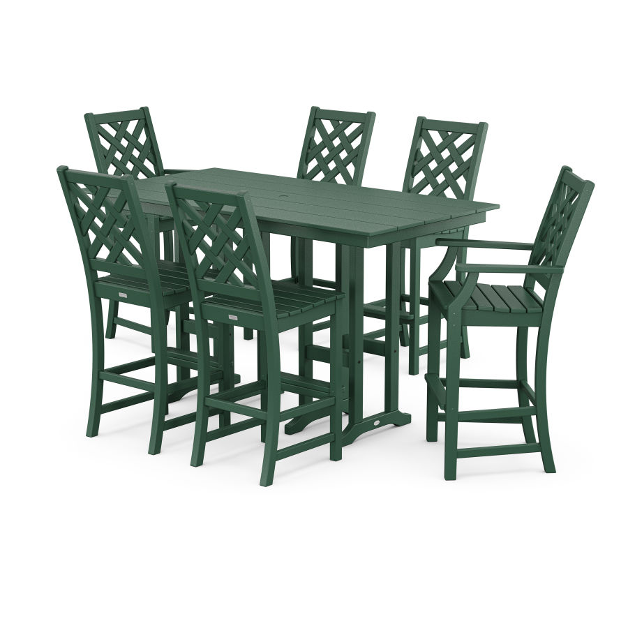 POLYWOOD Wovendale 7-Piece Farmhouse Bar Set in Green