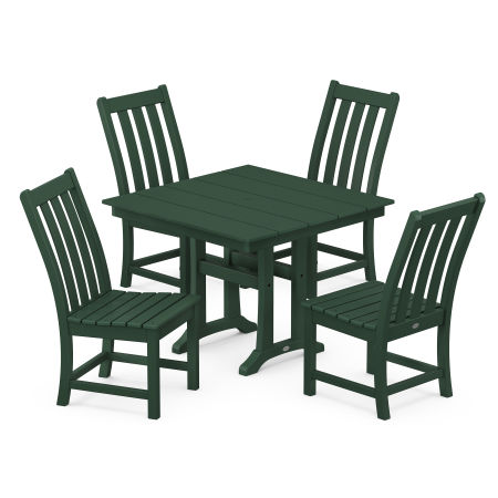 Vineyard 5-Piece Farmhouse Trestle Side Chair Dining Set in Green