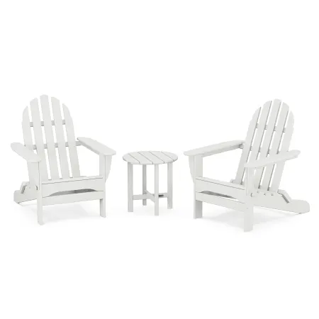 POLYWOOD Classics 3-Piece Folding Adirondack Set in White