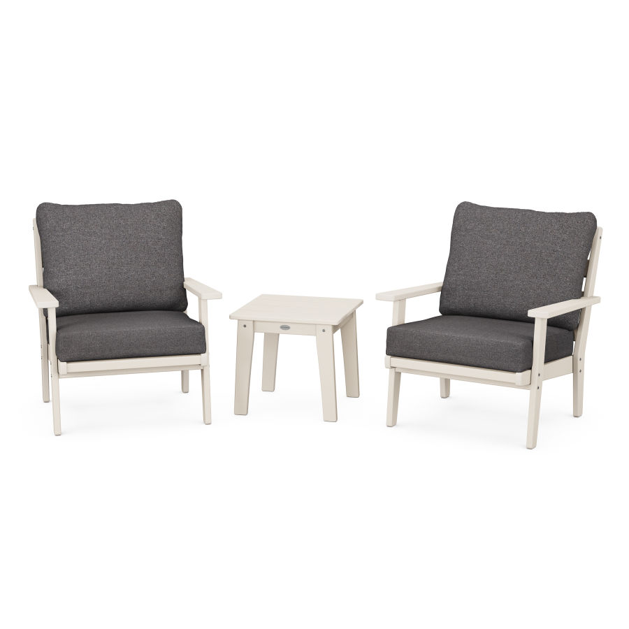 POLYWOOD Grant Park 3-Piece Deep Seating Set in Sand / Ash Charcoal
