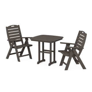 Nautical Highback Chair 3-Piece Dining Set in Vintage Finish