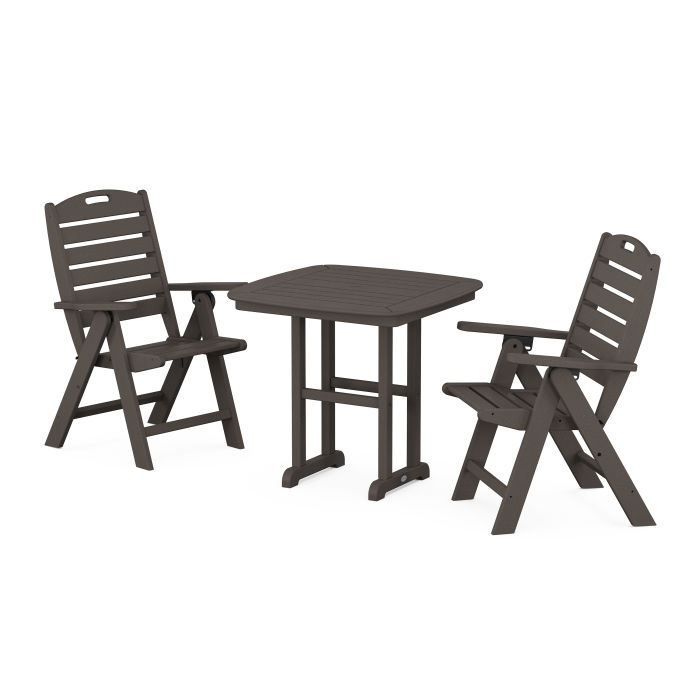 POLYWOOD Nautical Folding Highback Chair 3-Piece Dining Set in Vintage Finish