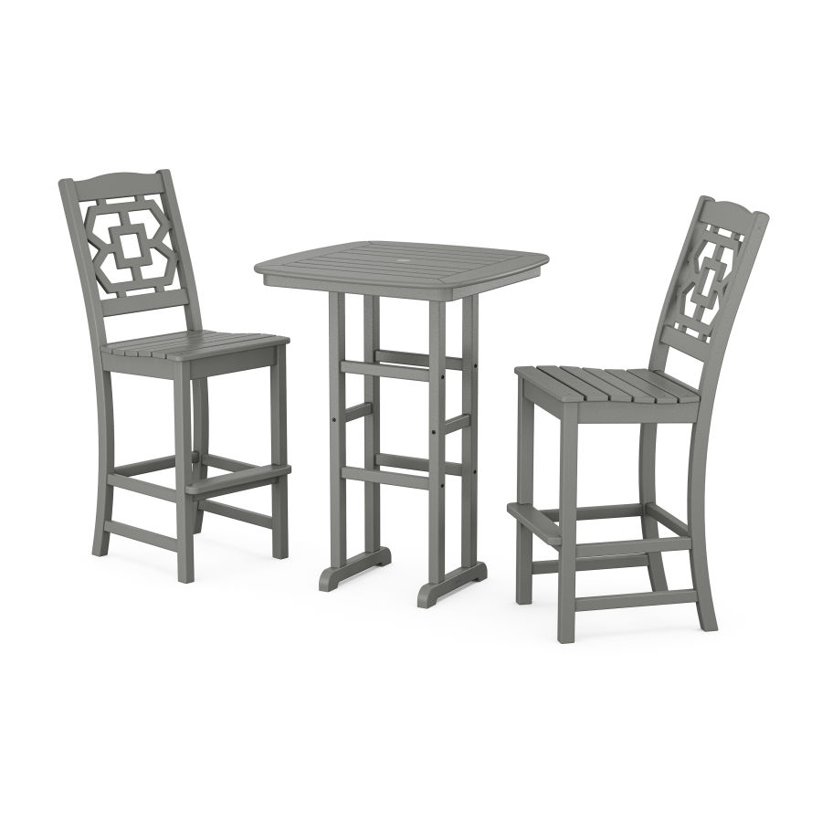 POLYWOOD Chinoiserie 3-Piece Bar Set in Slate Grey