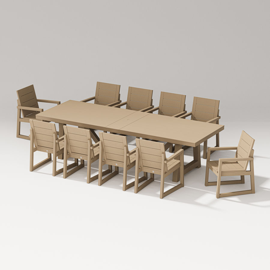 POLYWOOD Elevate 11-Piece A-Frame Table Dining Set in Vintage Sahara