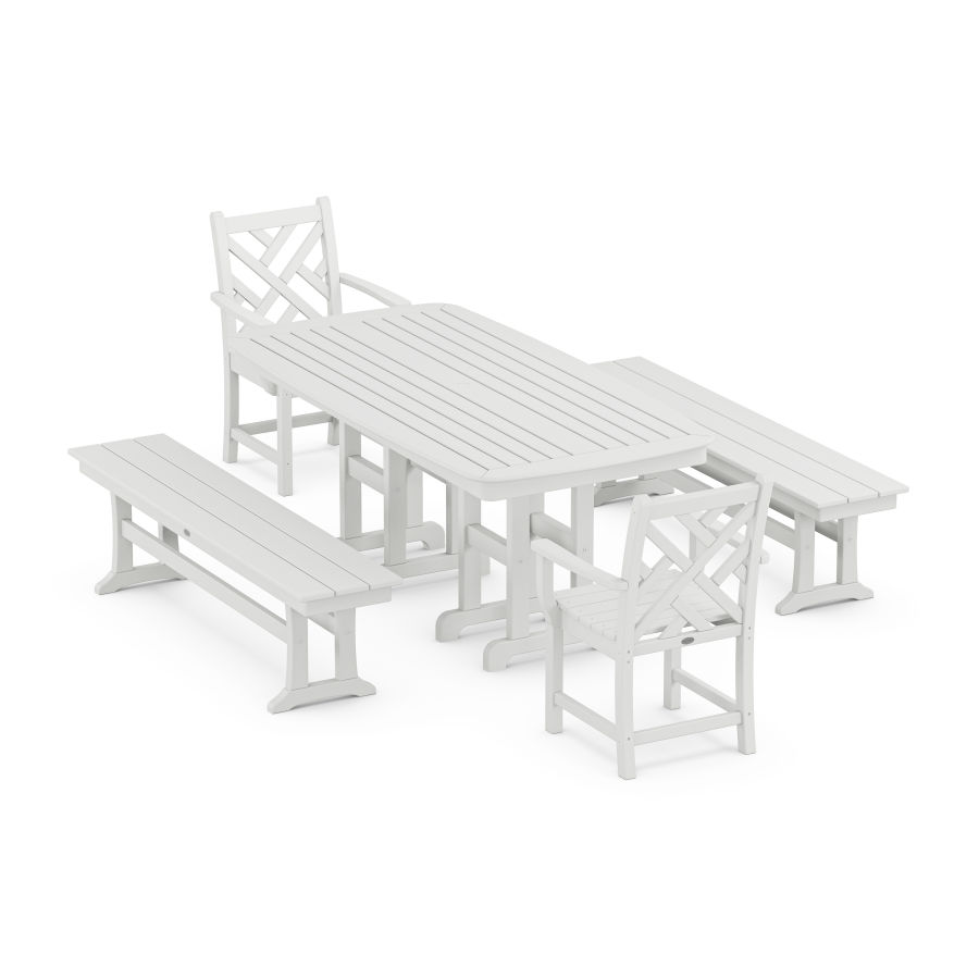 POLYWOOD Chippendale 5-Piece Dining Set in White