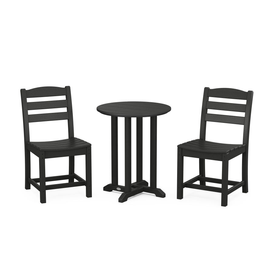 POLYWOOD La Casa Café Side Chair 3-Piece Round Dining Set in Black