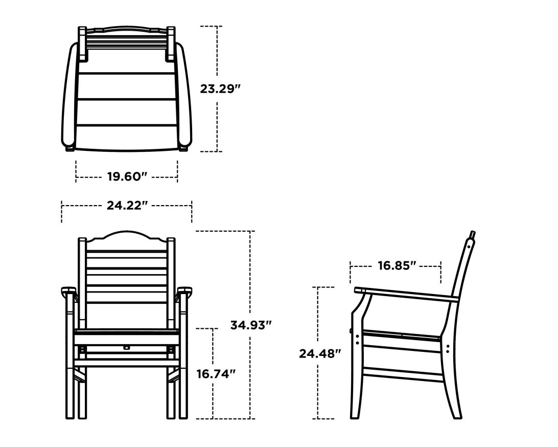 Dimensions for Savannah Dining Arm Chair