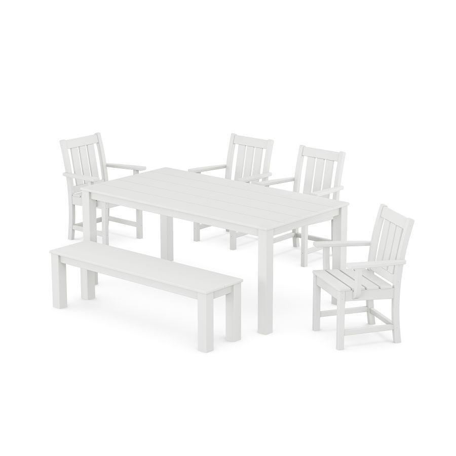 POLYWOOD Oxford 6-Piece Parsons Dining Set with Bench in White