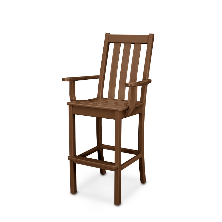 POLYWOOD Vineyard Bar Arm Chair in Teak