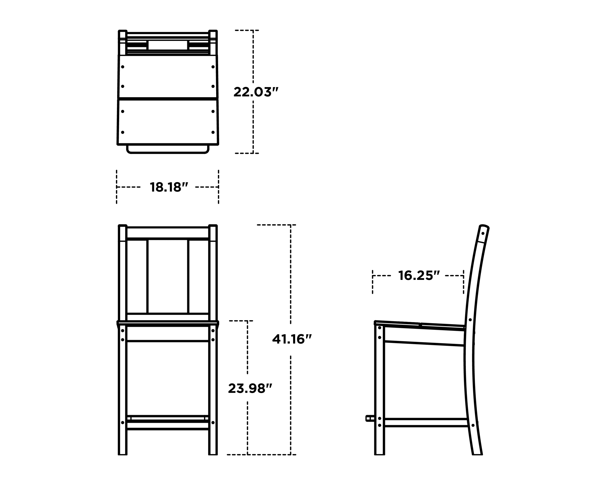 Dimensions for Prairie Counter Side Chair