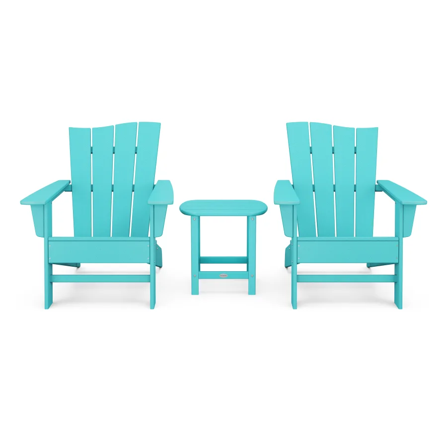 POLYWOOD Wave 3-Piece Adirondack Chair Set