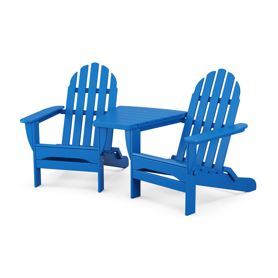 POLYWOOD Classic Folding Adirondacks with Connecting Table in Pacific Blue
