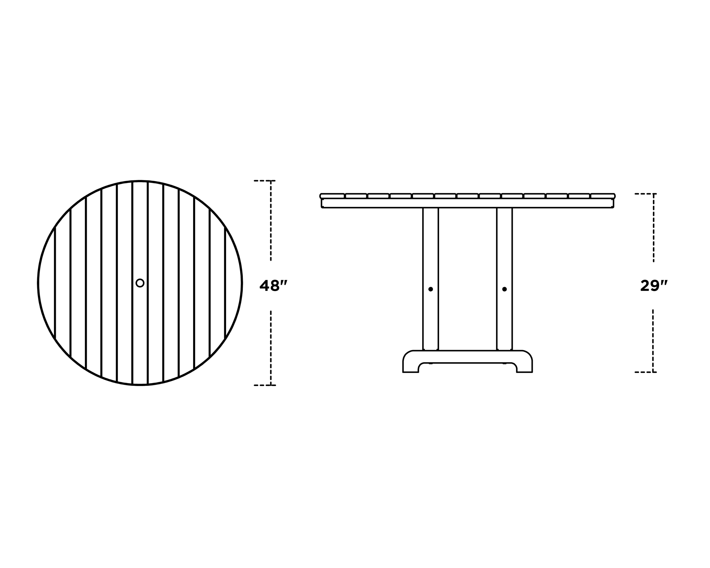 Dimensions for 48" Round Farmhouse Dining Table