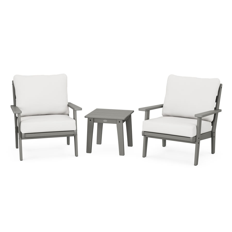 POLYWOOD Grant Park 3-Piece Deep Seating Set in Slate Grey / Natural Linen