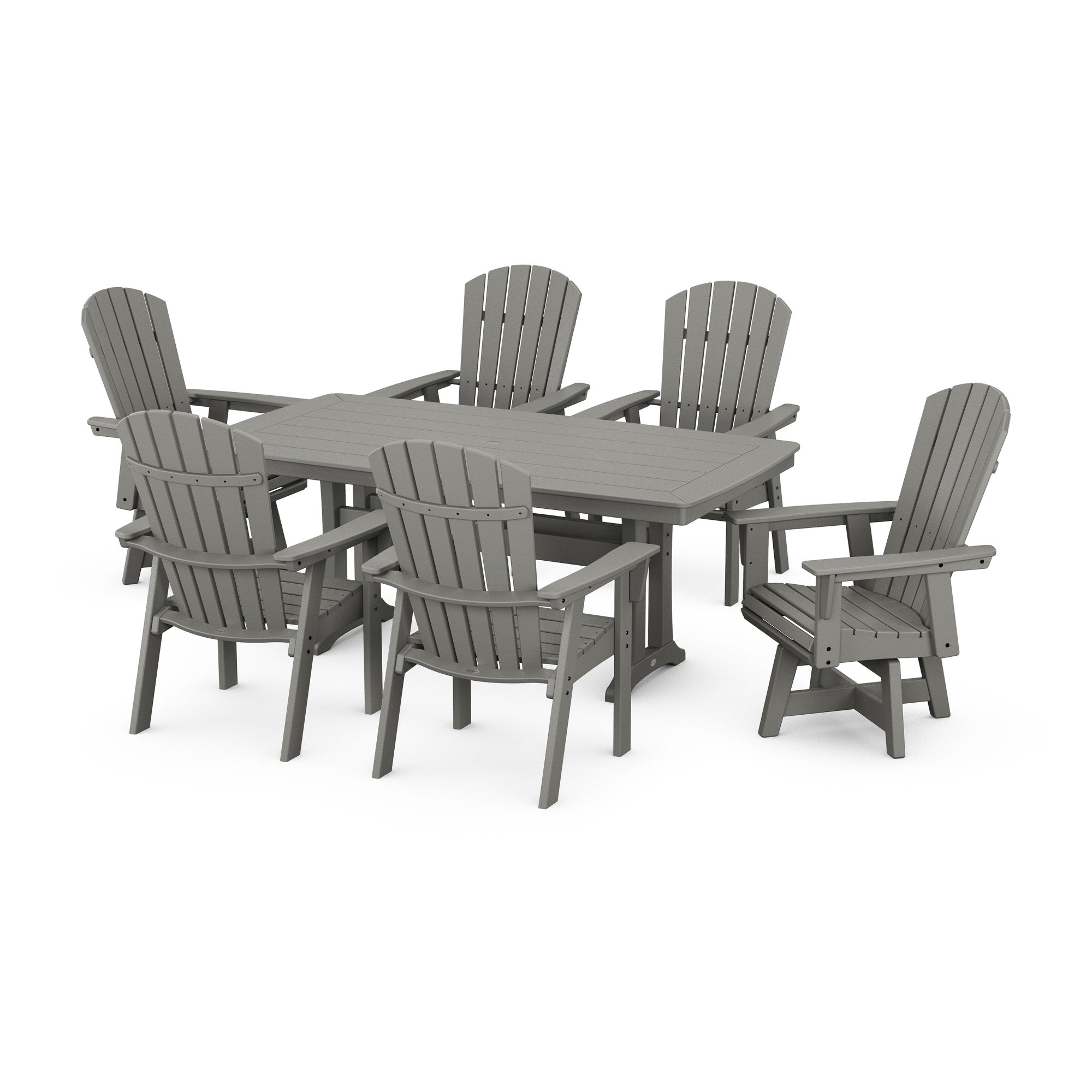 POLYWOOD® Nautical Curveback Adirondack Swivel Chair 7Piece Dining Set