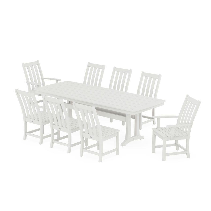 POLYWOOD Vineyard 9-Piece Dining Set with Trestle Legs in Vintage White