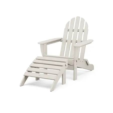 POLYWOOD Classics 2-Piece Folding Adirondack Set in Sand