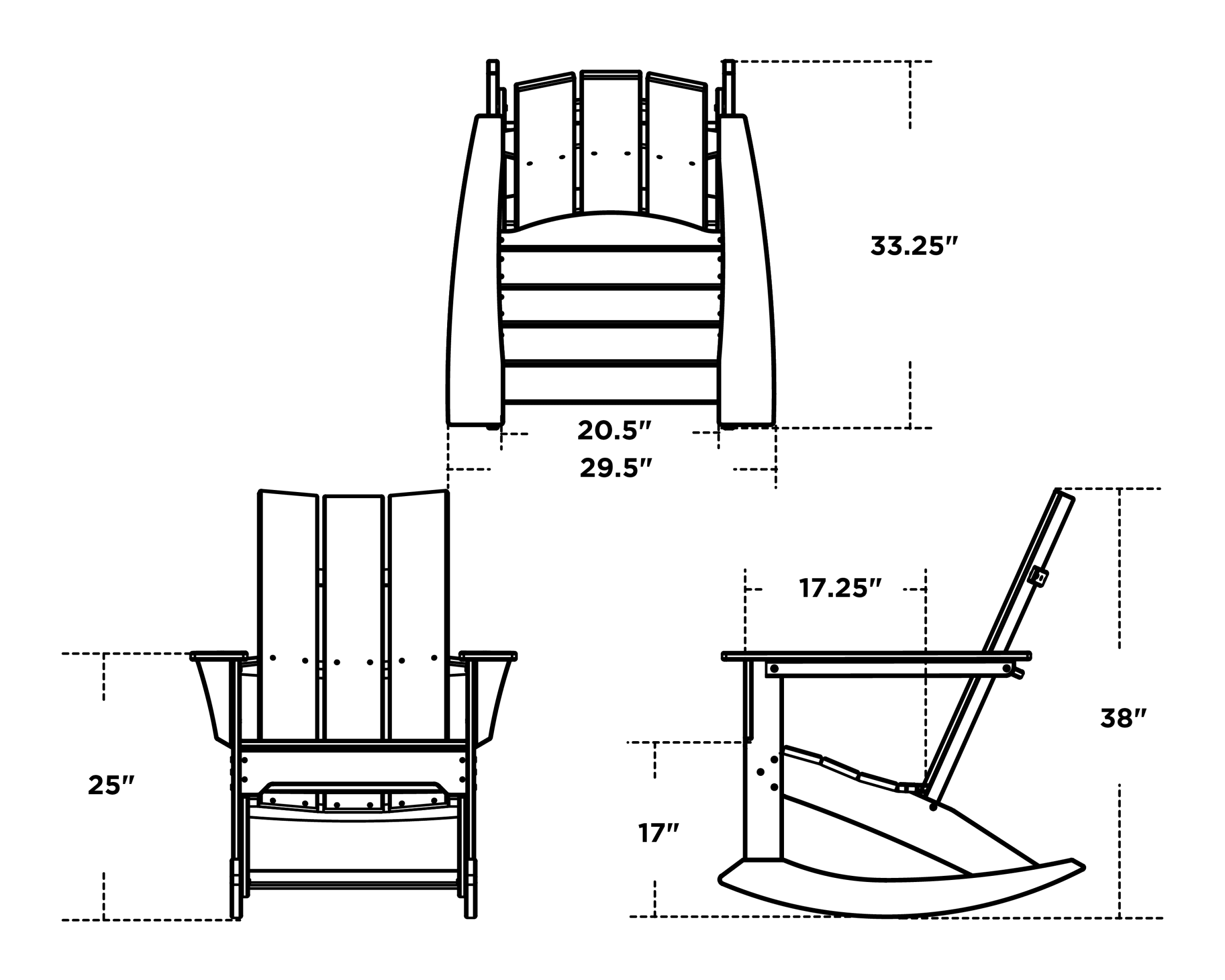 Dimensions for Modern Adirondack Rocker