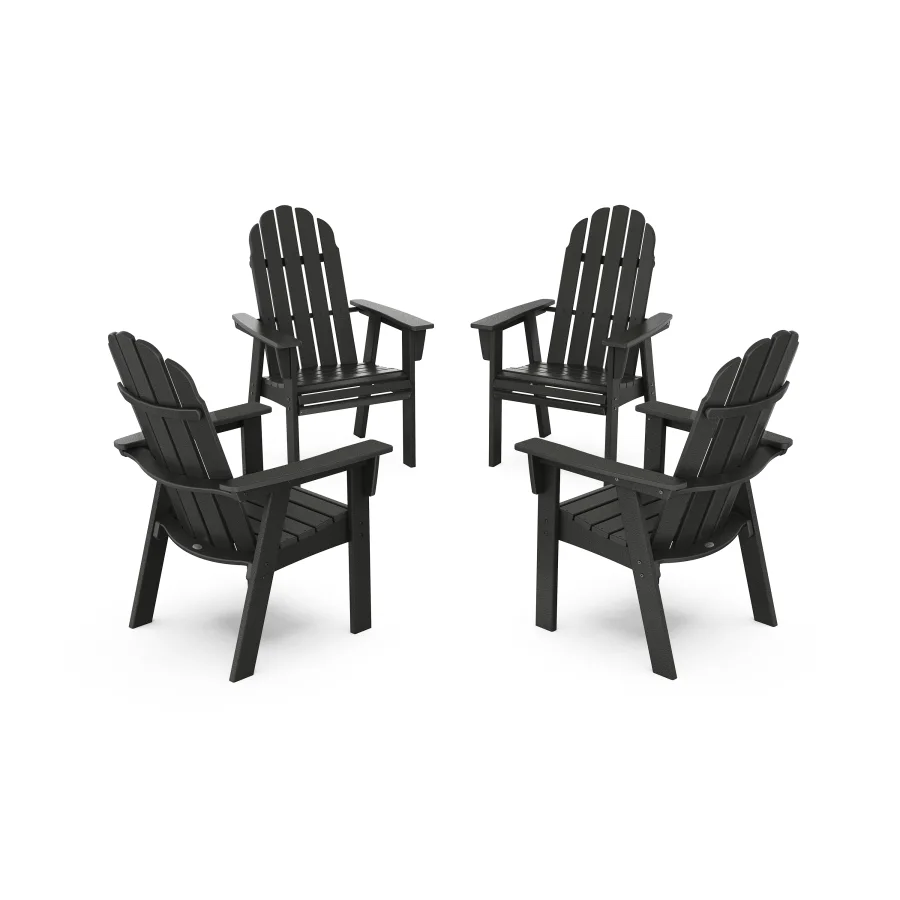 POLYWOOD Vineyard 4-Piece Curveback Upright Adirondack Conversation Set in Black