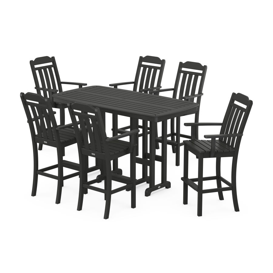 POLYWOOD Country Living Arm Chair 7-Piece Bar Set in Black