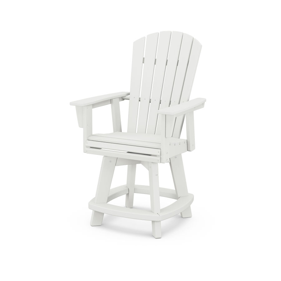POLYWOOD Nautical Adirondack Swivel Counter Chair in Vintage White