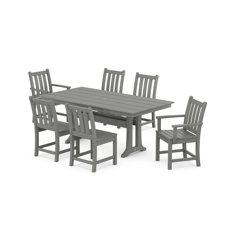 POLYWOOD Traditional Garden 7-Piece Farmhouse Dining Set With Trestle Legs