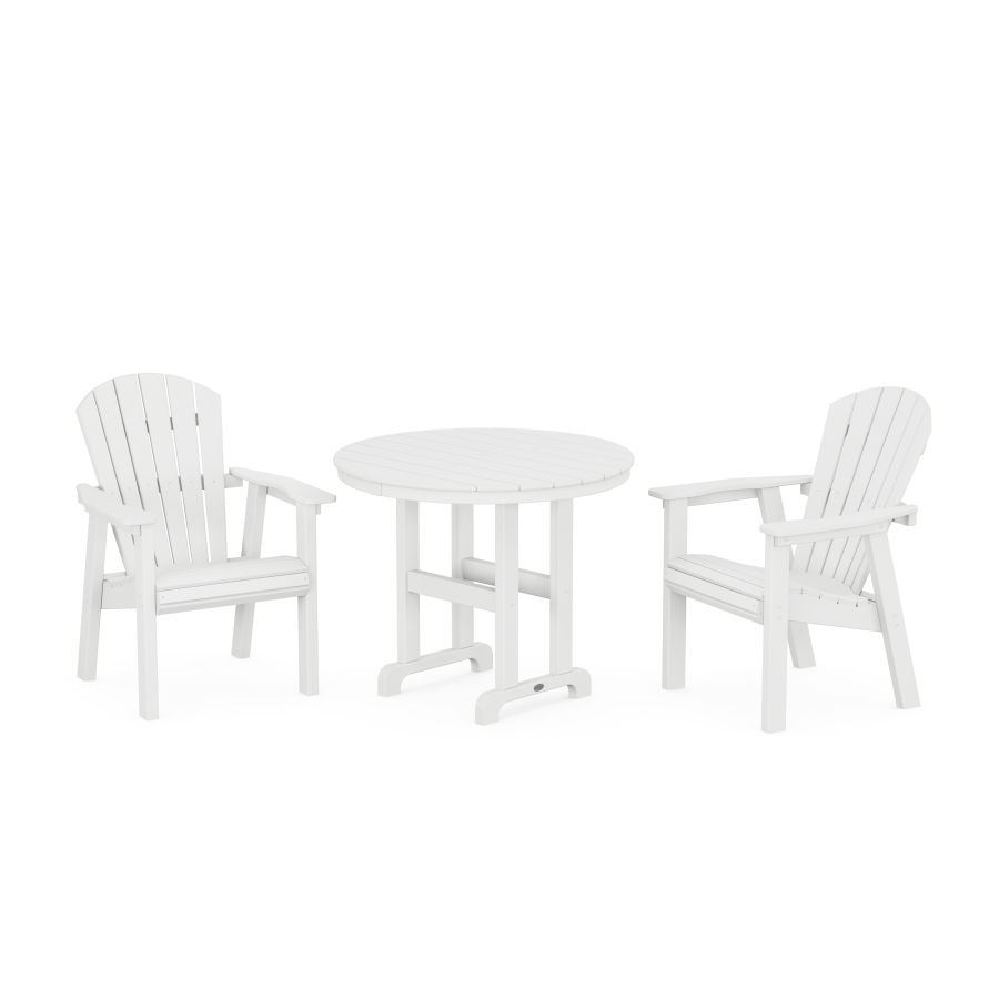 POLYWOOD Seashell 3-Piece Round Dining Set in White