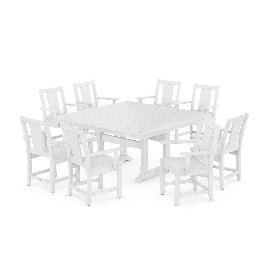 POLYWOOD Prairie 9-Piece Square Dining Set with Trestle Legs in White