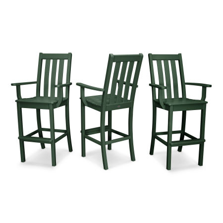 Vineyard Bar Arm Chair 3-Pack in Green