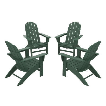 4-Piece Vineyard Curveback Adirondack Chair Conversation Set in Green